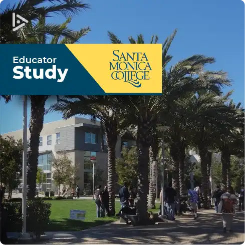 Students congregate in the shade of palm trees between classes